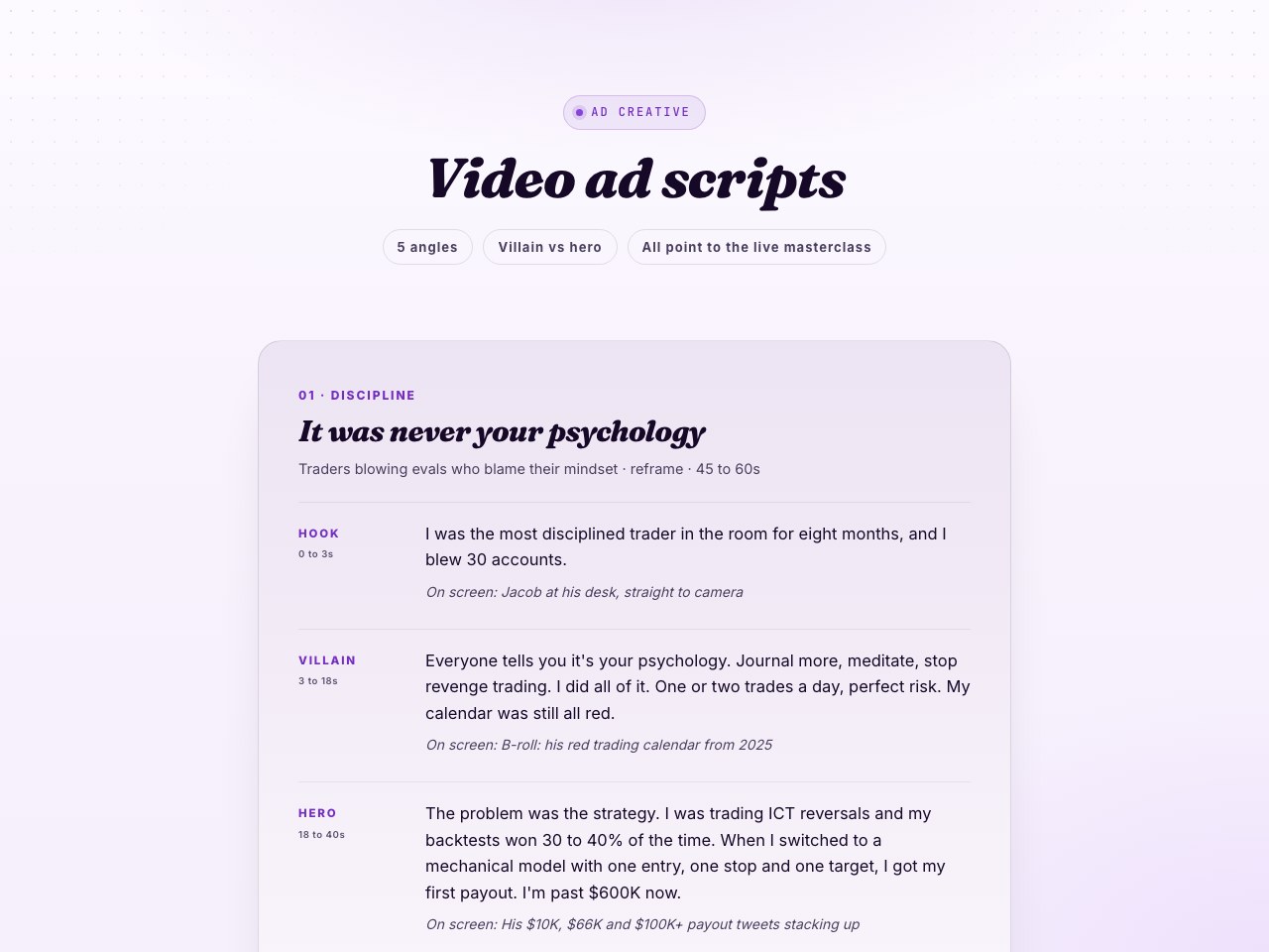Ad creative scripts preview