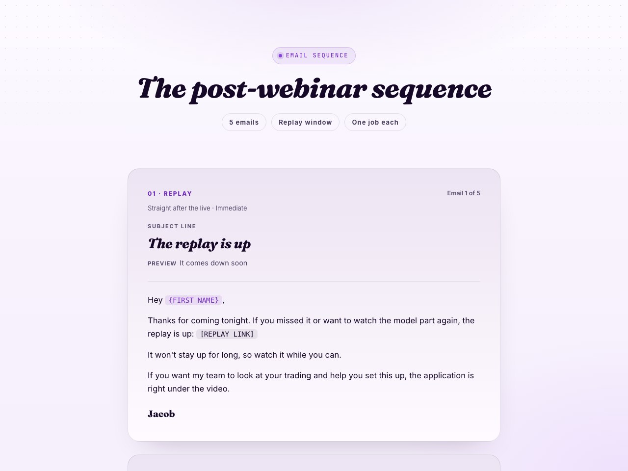 Post-webinar sequence preview